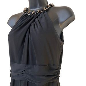 Donna Ricco sz 6 black elegant party semi-formal dress with chain neckline